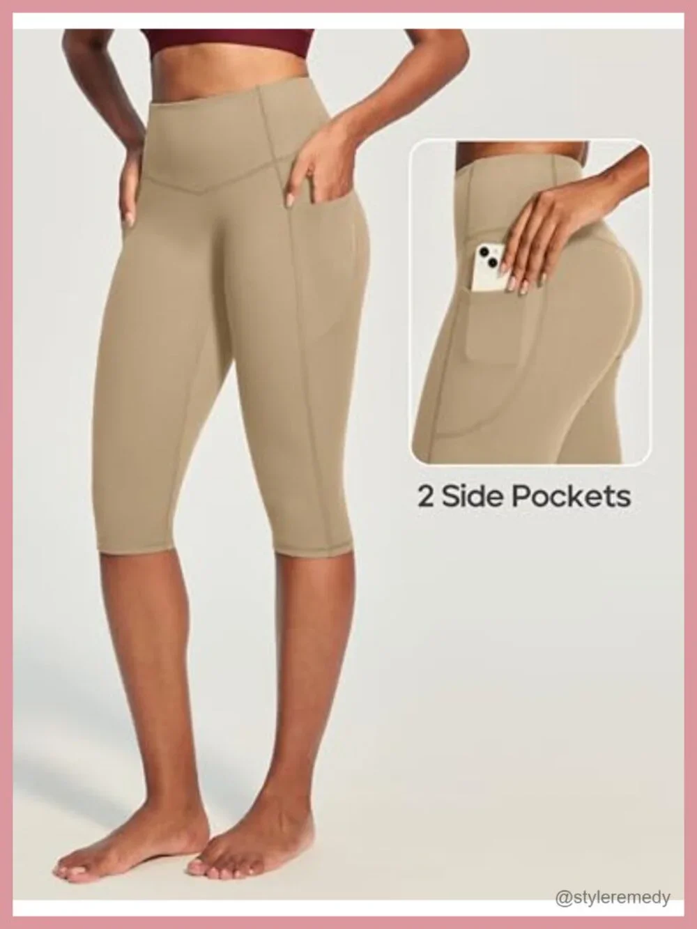 Capri Leggings with Pockets for Women, Tummy Control High Rise Yoga Pants,